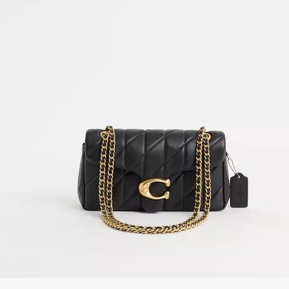 Coach Handbags - Coach Black Quilted Shoulder Bag with Gold Accents